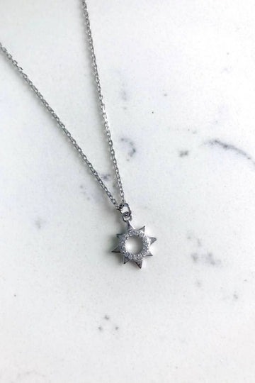 Stylacity Sterling Silver Delicate Sun Necklace With Cubic Zirconia St Stylacity